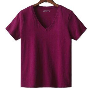 American Giant USA Made Women's Premium Slub v-Neck Tee Maroon Size Large NWOT